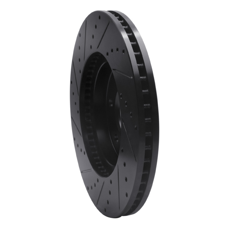 Chevrolet Trailblazer Brake Rotor (1) - Front Right - R1 Concepts - Drilled & Slotted - Black - `06-`09